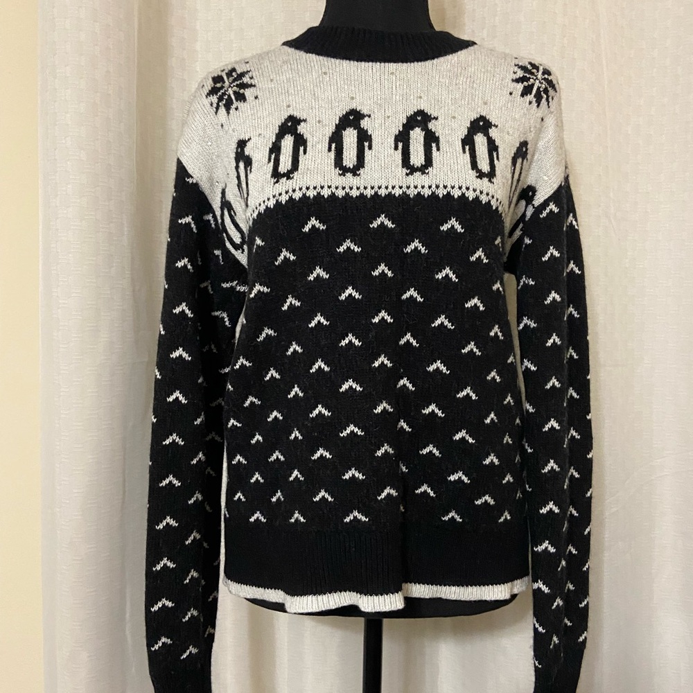Kate Spade Black and White Penguin Sweater
